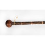 AFRICAN WOODEN KNOBKERRIE, the shaft bound with wire, 28in (71cm) long