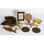 SMALL, MIXED LOT OF MILITARY INTEREST COLLECTABLES, comprising: THREE WWI DEATH PLAQUES, JAMES