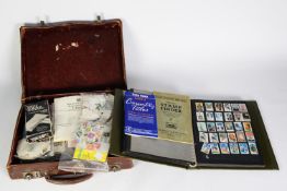 STAMPS, CARTON CONTAINING 5 BINDERS OF AN ALL-WORLD NATURE plus small suitcase of accessories