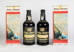 TWO BOTTLES OF ROYAL OPORTO VINTAGE PORT, 1977, in original paper wraps and card boxes, (2)