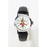 CHILD'S WALT DISNEY PRODUCTION SWISS MADE MINNIE MOUSE WRISTWATCH, WITH MECHANIAL MOVEMENT, white