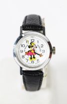 CHILD'S WALT DISNEY PRODUCTION SWISS MADE MINNIE MOUSE WRISTWATCH, WITH MECHANIAL MOVEMENT, white