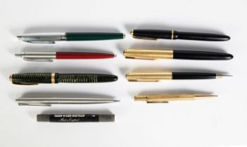 THREE PARKER FOUNTAIN PENS, also a DOBELL FOUNTAIN PEN, a PARKER BALL-POINT PEN, and THREE PARKER