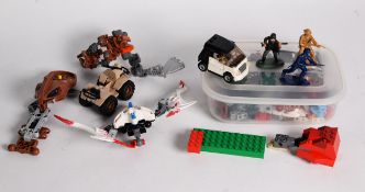 PLASTIC FIGURES: Collection of plastic playsets such as Lego, plus cast plastic soldiers [qty]