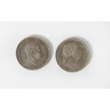 COINS & TOKENS: Two George III bull-head silver half-crown coins, one dated 1817 the other 1818 [2]