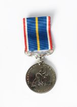 CASED NATIONAL SERVICE MEDAL, with ribbon and plastic card numbered 28022