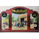 AUTOMOBILIA: 1920s triptych Mobiloil poster with slogan ‘On the Road – In the Home Garage’ and