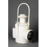 BRITISH RAIL (M) MIDLANDS TRAIN LAMP, with prominent plain bulls eye lens, fixed loop handle and