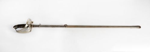 PATTERN 1827 VOLUNTEER RIFLES OFFICER'S SWORD IN STEEL SCABBARD, with openwork hilt and ray-skin