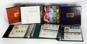 STAMPS, SELECTION OF 12 GB YEAR BOOKS plus 7 GB first day cover binder, (some hand-written)