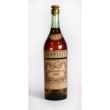 EMPTY LARGE BOTTLE OF HENNESSY COGNAC, with aged label and stained level. 19 ½” (49.5cm) high, never