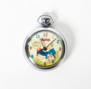 SMITHS POPEYE VINTAGE POCKET WATCH, MECHANICAL MOVEMENT, steel case, the pictorial dial depicts