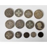 BRITICH COINAGE: A small group of George III and later silver coinage, including an 1817 bull-head