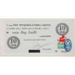 WALES BLACK SHEEP COMPANY. 10 Swilt (ten shillings) Llandudno bank note, complete with revenue