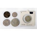 COINS & TOKENS: 1921 silver Morgan head dollar, a 13th century Al Mohades Caliphate Andalus Drachma,