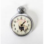 INGERSOL VINTAGE GUINNESS TIME CHROME POCKET WATCH WITH MECHANICAL MOVEMENT, the white arabic dial