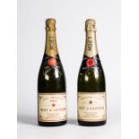 TWO BOTTLES OF MOET & CHANDON CHAMPAGNE, DRY IMPERIAL 1973, and PREMIER CUVEE, undated but similar