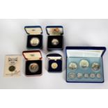 FRANKLIN MINT ISSUED CASED 1974 STERLING SILVER EIGHT COIN PROOF SET OF COINAGE OF BELIZE, with