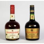 TWO BOTTLES OF COURVOISIER FRENCH COGNAC, one bottle with gilt label inscribed ‘THE BRANDY OF