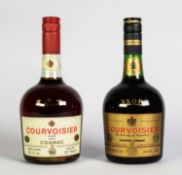 TWO BOTTLES OF COURVOISIER FRENCH COGNAC, one bottle with gilt label inscribed ‘THE BRANDY OF