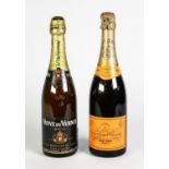 BOTTLE OF VEUVE CLICQUOT PONSARDIN DRY CHAMPAGNE, 1955, together with a BOTTLE OF VEUVE DU VERNAY,