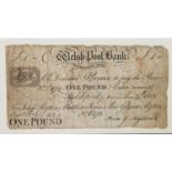 BANKNOTES: Welshpool Bank Montgomeryshire E273 £1 note, November 15th 1813, signed Price Glynne