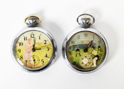 INGERSOL VINTAGE FOOTBALL POCKET WATCH, the pictorial dial depicting a forward about to use his