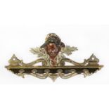 VICTORIAN CAST BRASS MURAL SIX-SLOT CUE RACK surmounted by a panel bust of a black boy, 13in (