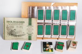OGDEN'S CIGARETTE CARD ALBUM with stuck-in cards 'Trick Billiards', 2 sets of 50 Will's cigarette