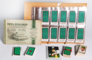 OGDEN'S CIGARETTE CARD ALBUM with stuck-in cards 'Trick Billiards', 2 sets of 50 Will's cigarette