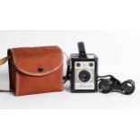 VINTAGE CORONET 'AMBASSADOR' ENGLISH BOX CAMERA, 6 x 9m roll film camera, in brown canvas case, (c/r