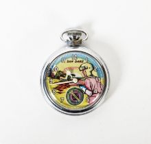 DAN DARE POCKET WATCH, WITH MECHANICAL MOVEMENT, the pictorial dial depicting Dan Dare with an arm