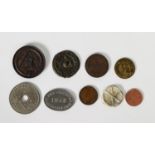 TOKENS & COINAGE: 1930s Scottish masonic bronze stock penny, a British West Africa 1908 penny, an