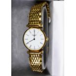 LADY'S LONGINES LA GRANDE CLASSIQUE GOLD PLATED WRISTWATCH, with quartz movement, circular white