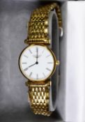 LADY'S LONGINES LA GRANDE CLASSIQUE GOLD PLATED WRISTWATCH, with quartz movement, circular white