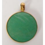 9CT GOLD CIRCULAR PHOTOGRAPHIC PENDANT, glazed to both sides with a fancy bail, Chester 1909, 3.