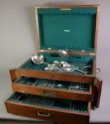 OAK CASED TABLE TOP PART CANTEEN OF CUTLERY, originally for twelve persons, now of forty two
