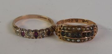 VICTORIAN SEED PEARL AND PASTE RING, a row of white paste between rows of seed pearls, Chester 1895,