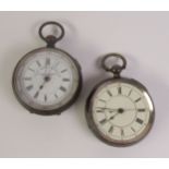 VICTORIAN SILVER OPEN FACED POCKET WATCH, with keywind movement, Chester 1896 (lacks glass), and a