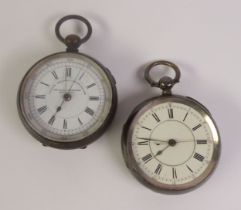 VICTORIAN SILVER OPEN FACED POCKET WATCH, with keywind movement, Chester 1896 (lacks glass), and a