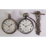 THE WASHINGTON, LEVER, SWISS MADE POCKET WATCH with keyless movement, white Roman dial with