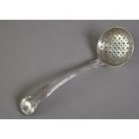 GEORGE IV FIDDLE, THREAD AND SHELL PATTERN SIFTER SPOON, crested, 6 ¼” (15.9cm) long, London 1826,