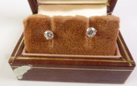 PAIR OF SOLITAIRE DIAMOND STUD EARRINGS, round brilliant-cut diamonds in claw settings, with post