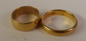 TWO 22ct GOLD WEDDING RINGS, 14gms all in (2)