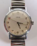 GENT’S ORIS STAINLESS STEEL WRIST WATCH, silvered Arabic dial, mechanical movement, on an