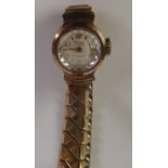 LADY’S RONE INCABLOC 9CT GOLD CASED BRACELET WATCH, 17 jewel movement, circular white Arabic dial on