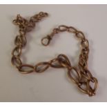 9CT GOLD GRADUATED CURB LINK ALBERT CHAIN, with clip, marked ‘9.375’, 41cm long, 37.2g