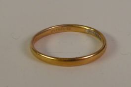 22CT GOLD BAND RING, Chester 1927, ring size L, 1.6g