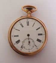 CONTINENTAL OPEN FACED POCKET WATCH, white Roman dial with subsidiary seconds dial, keyless