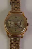A GENTLEMANS 18ct GOLD ‘GENTRY’ SWISS CHRONOGRAPH WRISTWATCH, with 17 jewels movement, the